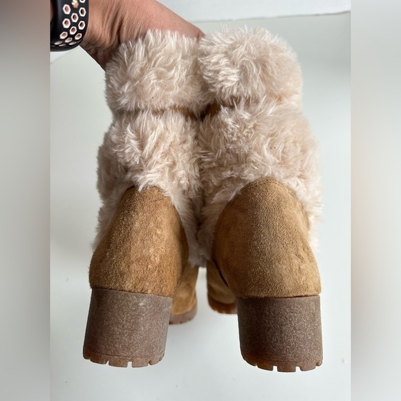 Vintage 70s 80s Hush Puppies Lined Fur Lace Up Suede Boots Size 7.5 - Picture 5 of 8